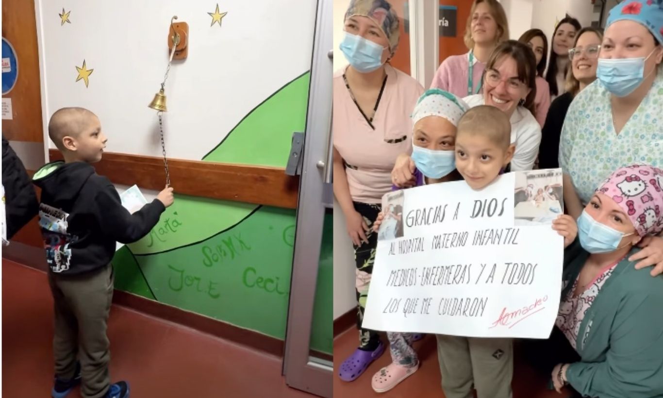 Amadeo recibió el alta y tocó la campana
