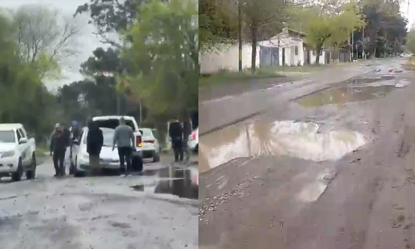 Un pozo se tragó un auto en Bosque Grande
