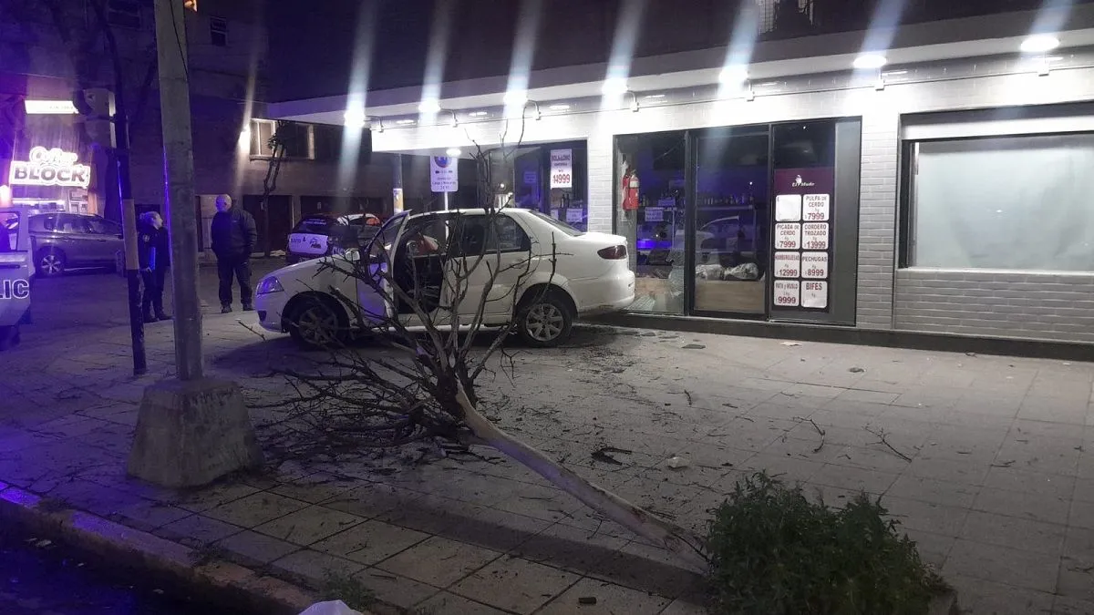 0,68 de alcohol y un auto contra una carnicería céntrica