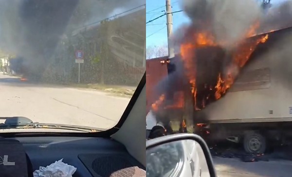 Un camión se incendió en Don Bosco